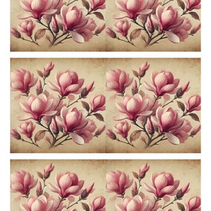 Papel de arroz para decoupage, Hoja de collage Magnolia, Scrapbooking, Técnica mixta, Diario basura, 1 hoja única A4, Proyecto de bricolaje, Efímera