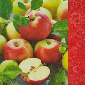 Manzanas Rojas Servilletas de Papel Decorativas para Decoupage Craft Collage Journal Elaboración de Ephemera Decopatch Art, 4 Servilletas de Papel de Almuerzo Individuales