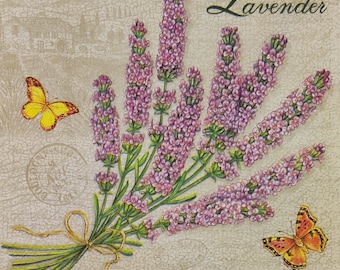 Servilletas de papel color lavanda: para decoupage, scrapbooking y collage (juego de 4).