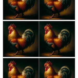 Rooster Rice Paper for Decoupage: Rembrandt Style A4 Sheet