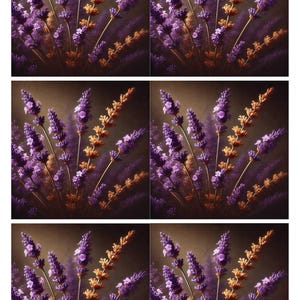 Hoja de collage de lavanda 1 A4, álbum de recortes, página de diario artístico, papel de arroz para decoupage, papel para principiantes, collage, papel de arroz floral, efímero