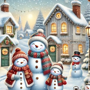 Premium Rice Paper for Decoupage, Snowmen Family, Christmas Themed Rice Paper, Winter Scene Decoupage Paper, Hobby Craft Paper A4 Size