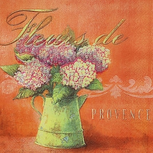 Servilletas de papel con diseño de hortensias provenzales: decoupage floral y collage (4 servilletas individuales)