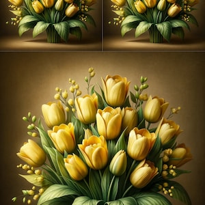 Papier de riz pour découpage créatif, collage scrapbooking - collage tulipes jaunes - papier décoratif mûrier 1 feuille A4 neuf