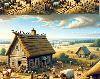 Old Farm Reispapier: Decoupage, Scrapbooking, Collage (A4)