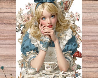 Alice in Wonderland Rice Paper – Portrait of Alice – Vintage Decoupage Paper for Crafts, Scrapbooking & DIY Home Decor