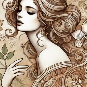 Papel de arroz para decoupage, mujer Art Nouveau, diario de arte, papel de arroz creativo, papel para decoupage, álbumes de recortes, material para manualidades