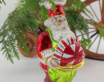 手吹きガラスのサンタのオーナメント：ポーランドのクリスマスツリーの