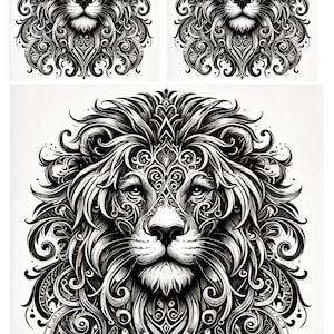 Collage de lion gothique - papier de riz pour découpage - Scrapbooking journal indésirable en papier de riz - supports mixtes - projets de bricolage éphémères 1 A4 taille standard neuf