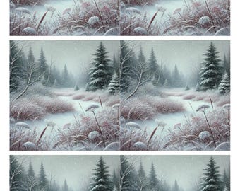 Winter Forest Rice Paper: Snowy Meadow Decoupage Paper