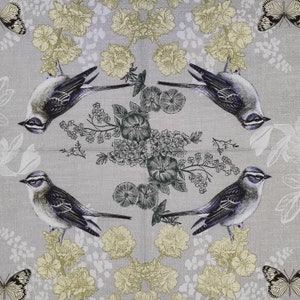 Serviette en papier décorative Oiseau sur gris pour découpage Scrapbooking Collage Journal Ephemera. 4 serviettes en papier individuelles pour le déjeuner, serviettes de table, art