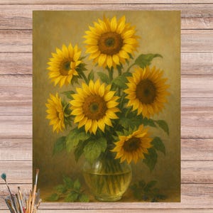 Ramo de girasoles vibrantes sobre papel de arroz, Diseño de arreglo floral de verano para proyectos de decoupage, Papel para muebles, N.° 4608