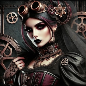 Steampunk Woman Rice Paper: Gothic Decoupage Craft Paper