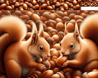 Squirrels Eating Acorns Rice Paper for Decoupage: A4 Craft Paper