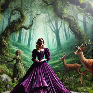 Hermosa Bruja en el Bosque Mágico, 1 Imagen Completa de una Sola Hoja A4, Scrapbooking, Técnica Mixta, Diario Basura, Efímera, Hada, Bosque, ARTESANÍA