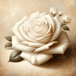 Vintage White Rose Rice Paper: Decoupage, Scrapbooking, Collage (A4 Sheet)