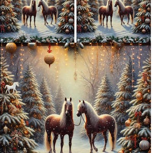 Caballos solitarios en un bosque nevado, papel de arroz para decoupage, álbum de recortes, papel de diario basura, papel con estampados de animales, decoupage navideño