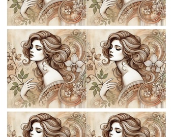 Art Nouveau Woman Rice Paper: A4 Decoupage Sheet
