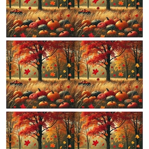 Paisaje otoñal con calabazas, hoja de collage A4, papel de arroz para decoupage, papel para diario artístico, material efímero para álbumes de recortes, hojas de otoño, MANUALIDADES