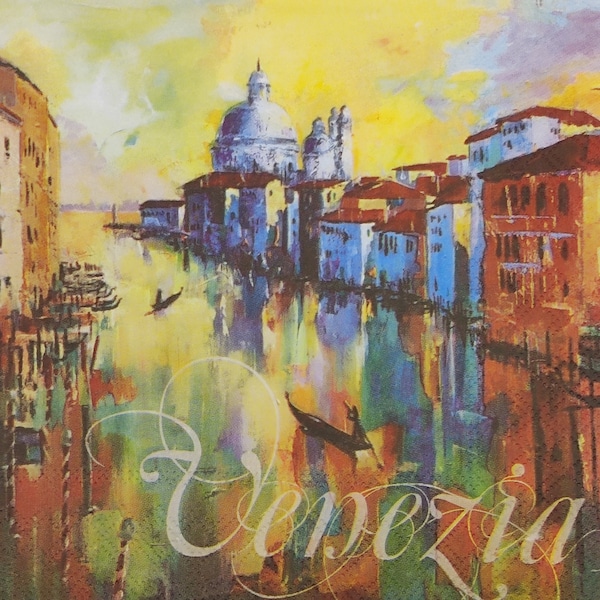 Ambiente Venezia Italy Paper Napkin For Decoupage Craft Collage Journal. 4 Individual Lunch Paper Napkins Serviettes Beautiful Venezia New