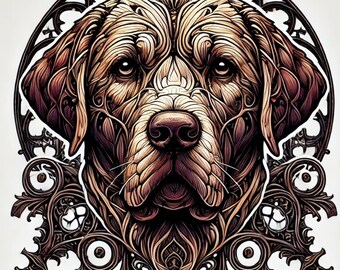 Papel de arroz con diseño de perro labrador steampunk: papel de decoupage tamaño A4