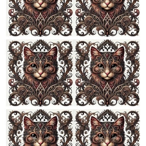 Papel de arroz para decoupage, Hoja de collage de gatos góticos, 1 hoja de collage A4, Scrapbooking, Suministros de medios mixtos, Diario, Efímera, Arte