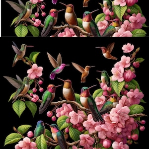 デコパージュクラフトスクラップブッキングコラージュアート用ライスペーパー - 桜の枝に止まるハチドリ - クラフト用装飾紙