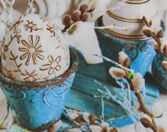 Servilletas de papel de Pascua estilo rural: Técnica de decoupage, técnica mixta (juego de 4)