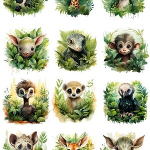 A4 Reispapier für Decoupage, Süße Safari Tiere Decoupage Papier, Dschungelblätter Bastelpapier, Baby Tier Collagen Papier, Scrapbooking, Collage