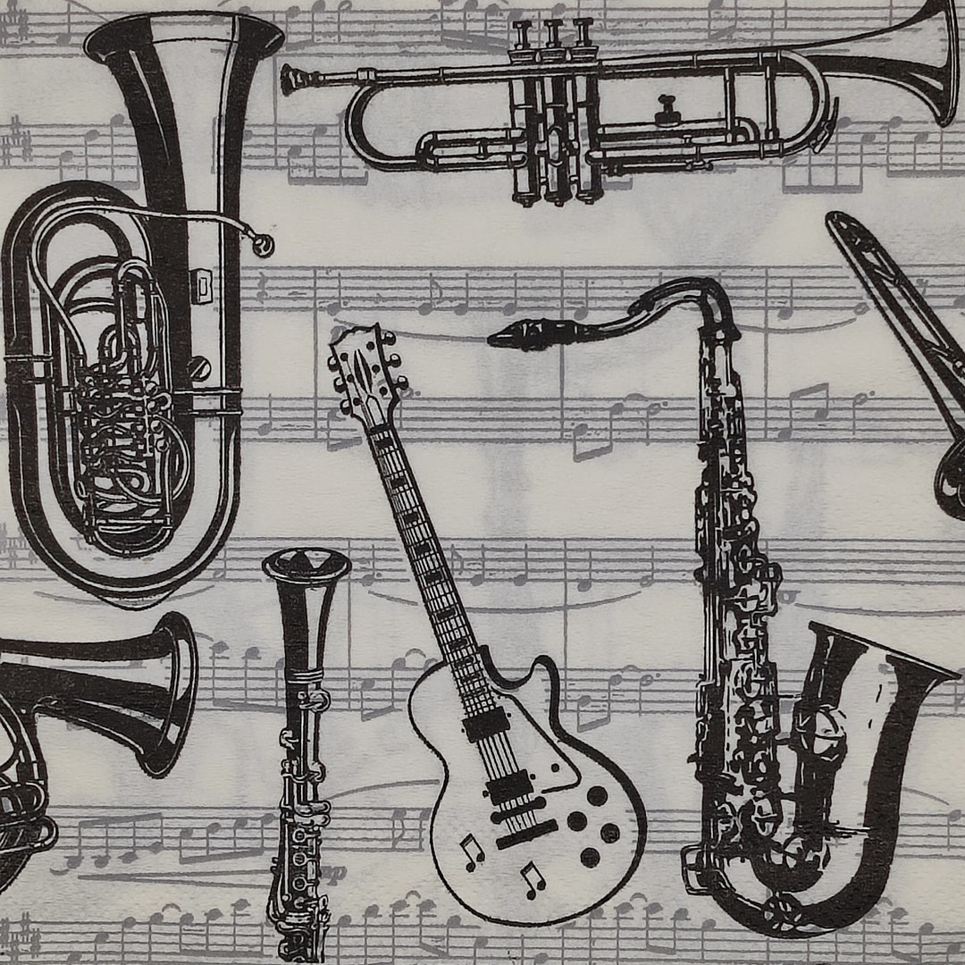 Music Instruments Paper Napkins: Decoupage, Collage, Craft (set of 4 ...