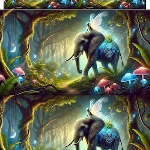 Cuento de hadas sobre un elefante mágico, 1 hoja de collage A4, Bosque mágico, Papel de diario basura, Scrapbooking, Papel de arroz para decoupage, ARTE con papel de arroz