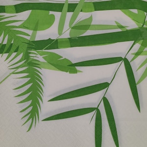 Servilleta de papel decorativa de hojas exóticas para decoupage Craft Collage Journal Ephemera. 4 servilletas individuales de papel para el almuerzo, técnica mixta, hoja verde
