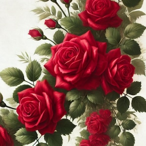 Guirnalda de rosas rojas, papel de arroz para decoupage, álbum de recortes, diario de arte, suministros para técnicas mixtas, papel para decoupage creativo, rosas impresionantes, material efímero