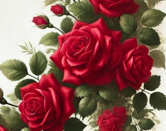 Guirnalda de rosas rojas de papel de arroz para decoupage, diseño floral para decoración de muebles, suministros para manualidades de scrapbooking 2324