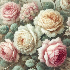 Papier de riz rose shabby chic, papier de découpage rose vintage, design de maison rustique, bouquet de mariage, papier artisanal floral, journal indésirable
