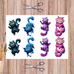 Grinsekatzen Reispapier für Decoupage & Bastelarbeiten ‒ Alice im Wunderland Märchenbuch Design 5104