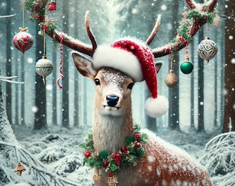 Christmas Stag Rice Paper: A4 Decoupage Sheet