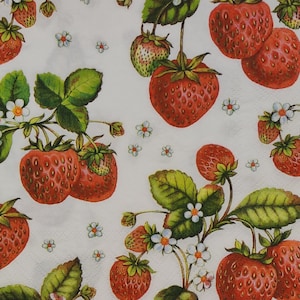 Strawberry Plant Paper Napkins: Ambiente Brand, Decoupage Craft (4 ct)