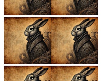 Gothic Hare Rice Paper: A4 Collage Sheet for Decoupage