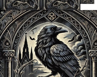 Gothic Raven Rice Paper: Decoupage, Scrapbooking, Mixed Media (A4 Sheet)