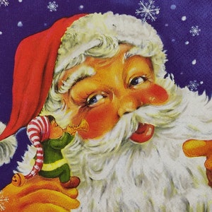 Santa Paper Napkins: Christmas Decoupage, Scrapbooking - Set of 4