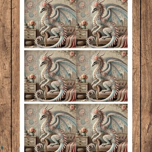 Drachen Collage Reispapier: A4 Decoupage Bogen
