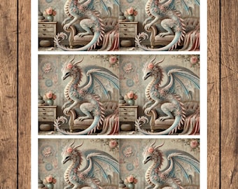 Dragon Collage Rice Paper: A4 Decoupage Sheet