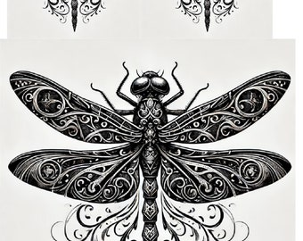 Gothic Dragonfly Rice Paper: Decoupage, Scrapbooking (A4)