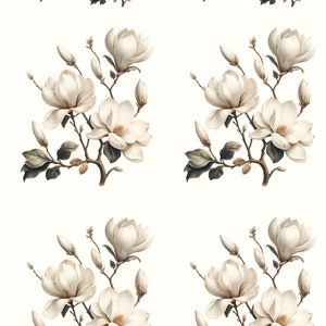 Magnolia blanc - Papier de riz décoratif pour travaux manuels Scrapbooking, collage, art indésirable, journal, fabrication de cartes, 1 feuille A4, neuf