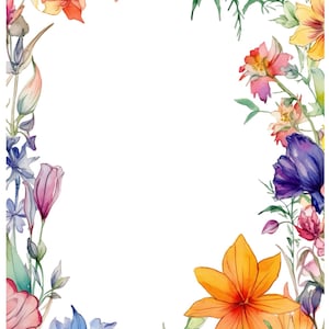 Elegante hoja de decoupage con borde de flores, papel de arroz con marco de flores, papel artesanal floral A4, papel para álbumes de recortes, efímera n.º 4235