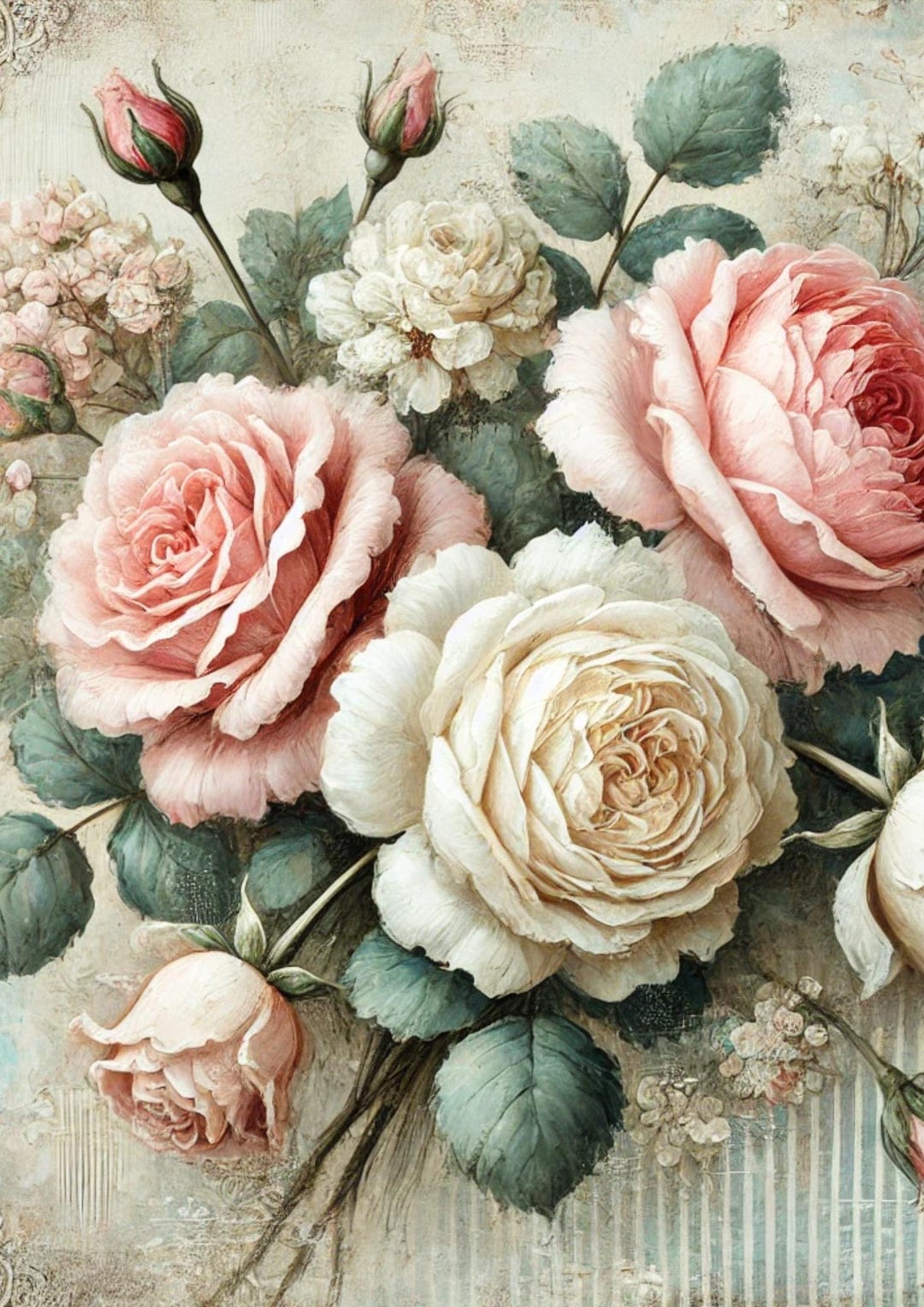 Shabby Chic Rose Rice Paper: Vintage Floral Decoupage - Etsy