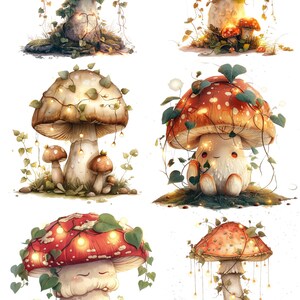 Champignons vénéneux enchantés : Champignons magiques de la forêt des fées, Champignons magiques sur papier de riz, Champignons vénéneux brillants, No 4387