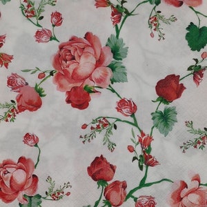 Paquete de 20 servilletas de papel para el almuerzo para decoupage Craft Collage Journal Crafting Ephemera Decopatch Art. 20 servilletas con motivo de rosas rojas artesanales
