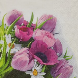 4 春の花束 ペーパーナプキン デコパージュ クラフト コラージュ ジャーナル クラフト エフェメラ デコパッチ アート、スクラップブッキング ペーパー パーティー用
